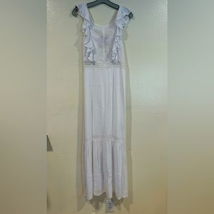 Forever 21 white crochet Ruffle maxi dress